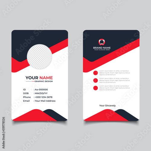 Red Modern and Clean Business id Card Template Design