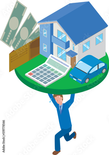 住宅や車のローンの支払いが苦しい男性