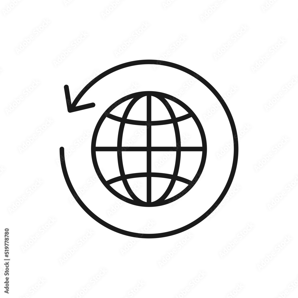 Around the world. Globe on circular arrow icon design isolated on white background. Vector illustration Around the world. Globe on circular arrow icon design isolated on white background. Vector illustration
