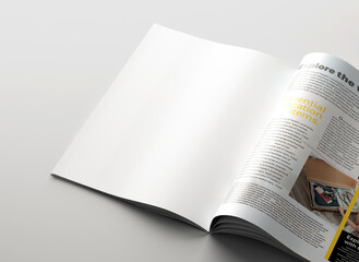 Clean page of magazine with text identity commercial advertising mockup.