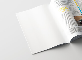 Clean page of magazine with text identity commercial advertising mockup.
