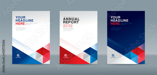 Abstrac triangel with dark blue and red and white backgound A4 size book cover template for annual report, magazine, booklet, proposal, portofolio, brochure, poster