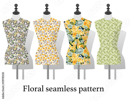 Vintage-style seamless flower pattern
