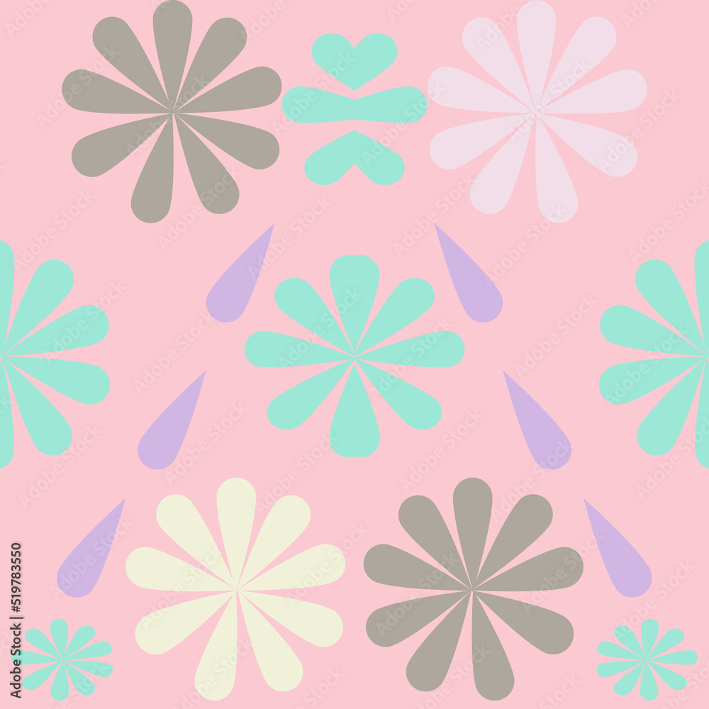 Geometric shape form a pattern to be flower striped on green pastel background,fashion art design
