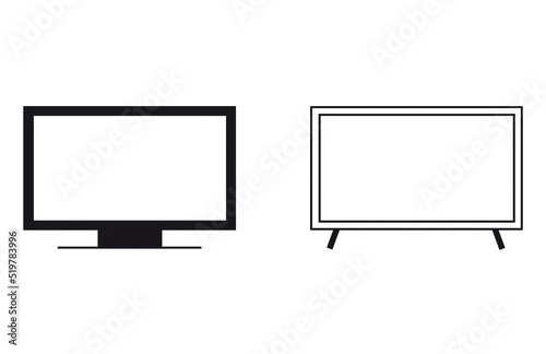 Televisor icono sobre un fondo blanco aislado. Vista de frente. Copy space photo