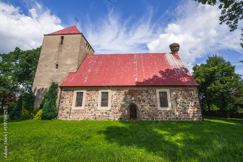 Church of Elevation of the Holy Cross in Kartno village, West Pomerania region of Poland