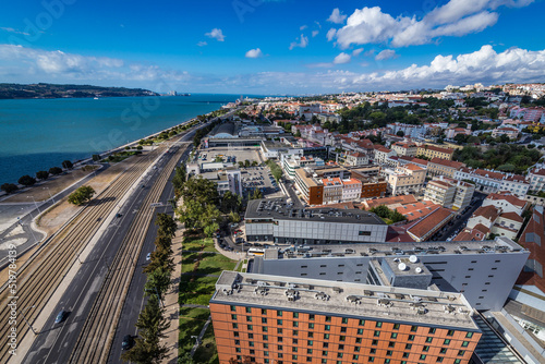Alcantara district of Lisbon, view from Pilar 7 Bridge Experience center, Portugal photo
