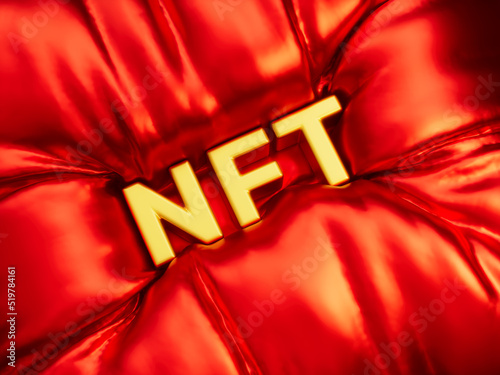 NFT Crypto Abstract Cloth Fabric Silk Satin Folds 3D Illustration Render photo
