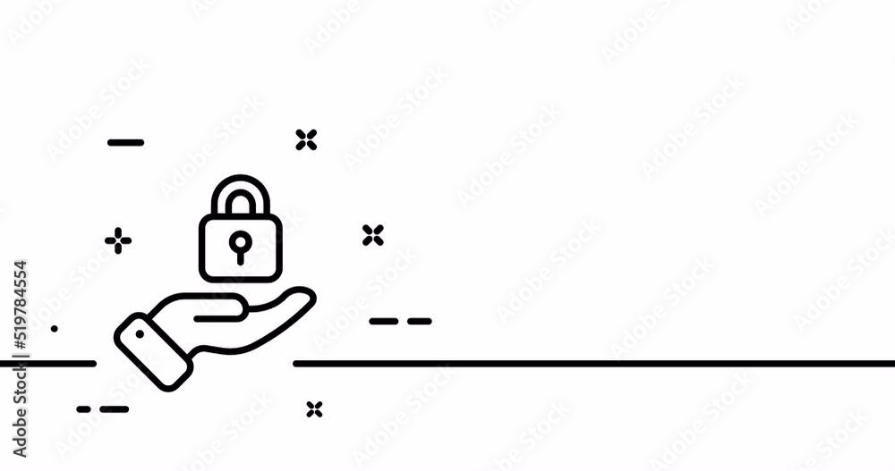 Lock in the hand. Shield, password, security, hacker, antivirus, hacking, insurance, privacy. Defense concept. One line drawing animation. Motion design. Animated technology logo. Video 4K Lock in the hand. Shield, password, security, hacker, antivirus, hacking, insurance, privacy. Defense concept. One line drawing animation. Motion design. Animated technology logo. Video 4K