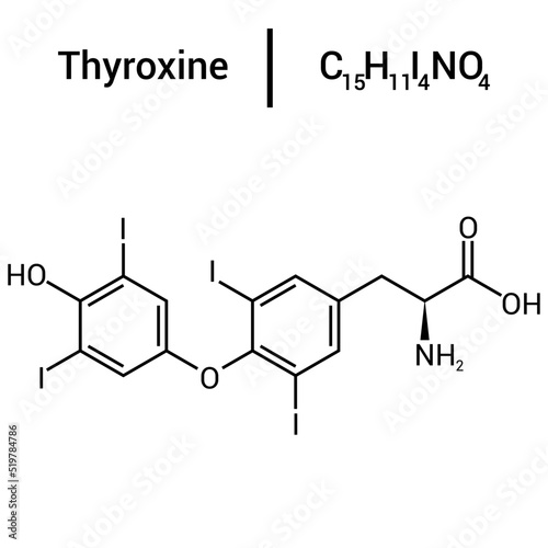 chemical structure of thyroxine (C15H11I4NO4)