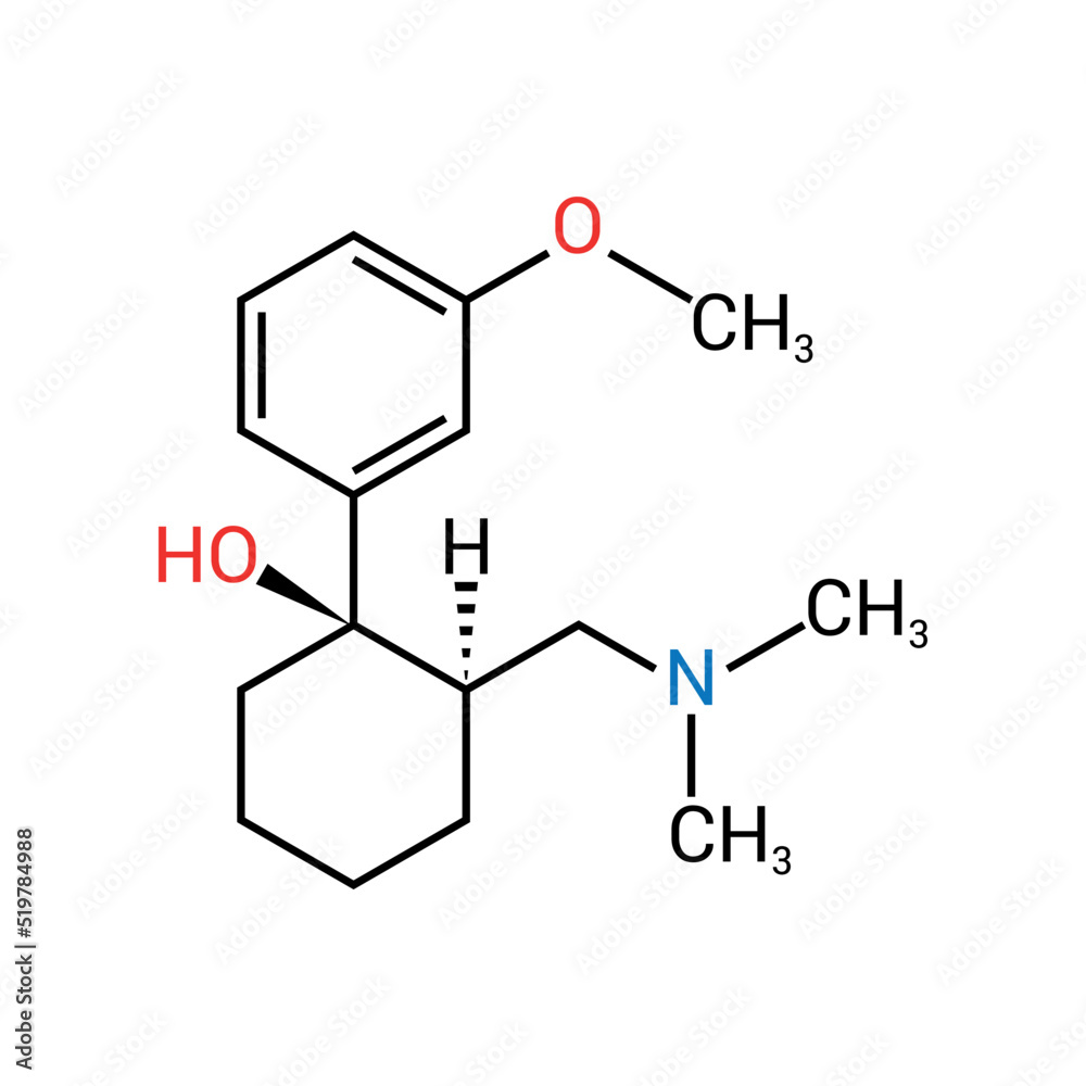 chemical structure of Tramadol (C16H25NO2) chemical structure of Tramadol (C16H25NO2)