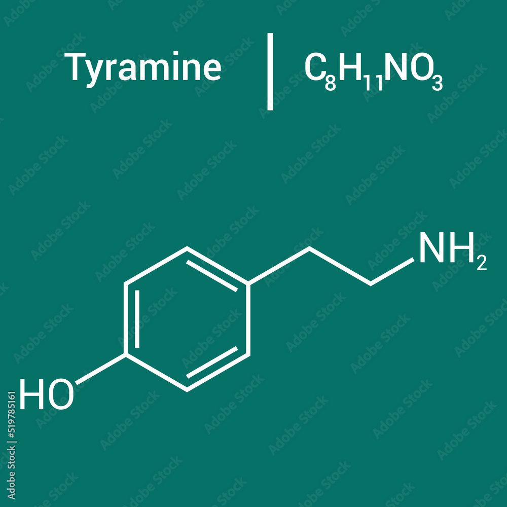 Fototapeta premium chemical structure of Tyramine (C8H11NO)