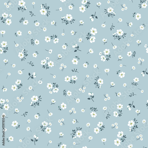 Hand drawn wildflowers. Vector seamless pattern