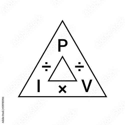 Watts amps volts formula in physics. Watts law. Power formula triangle in electricity