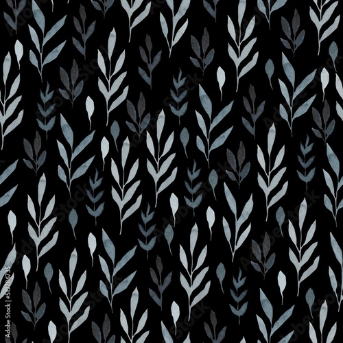 Flowers seamless pattern. Monochrome floral pattern.