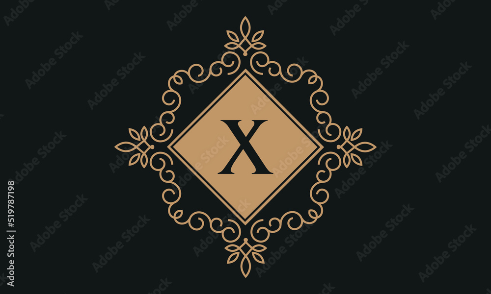 Luxury vector logo template for restaurant, royalty boutique, cafe, hotel jewelry, fashion. Floral monogram with the letter X.