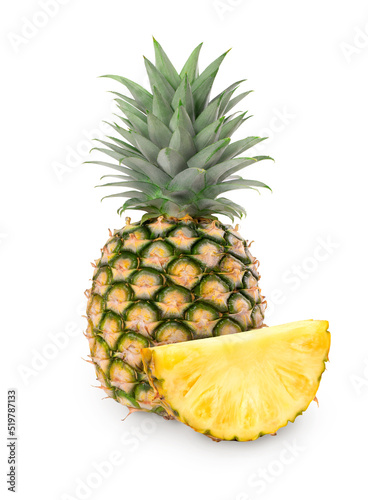 Fresh and juicy pineapple isolated on white background.