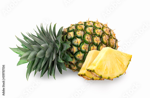 Fresh ripe pineapple isolated on white background.