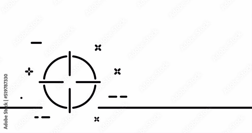 Aim. Logistics, Target, sight, arrow, click, online shop, store, profit, shooting, marketing. The target audience concept. One line drawing animation. Motion design. Animated technology logo. Video 4K Aim. Logistics, Target, sight, arrow, click, online shop, store, profit, shooting, marketing. The target audience concept. One line drawing animation. Motion design. Animated technology logo. Video 4K