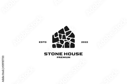 Flat stone house logo vector icon illustration idea