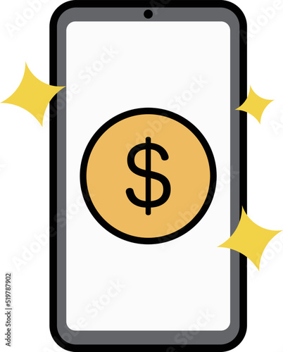 これはお金とスマートフォンのイラストです。