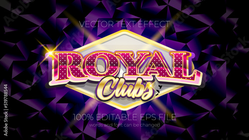 Royal Clubs editable text effect style, EPS editable text effect