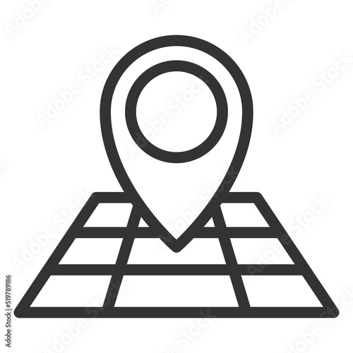Golf course location on map - icon, illustration on white background, outline style