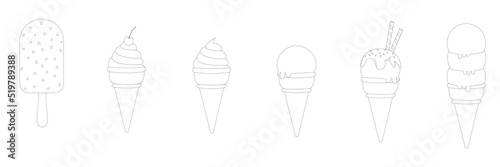 contour drawings, a set of ice cream