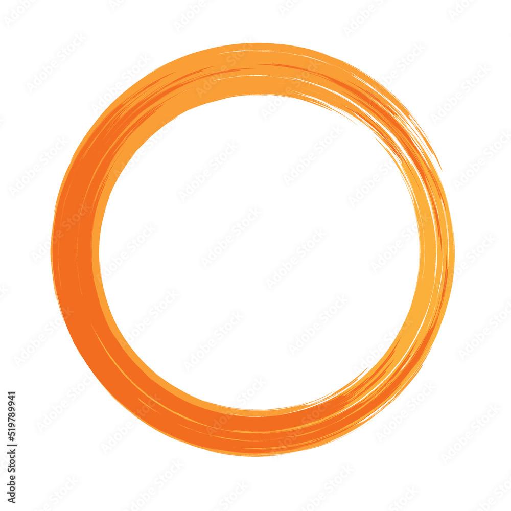 Orange Paint Brush Stroke Circle Isolated On White Background. Summer Decoration. Vector Illustration Orange Paint Brush Stroke Circle Isolated On White Background. Summer Decoration. Vector Illustration