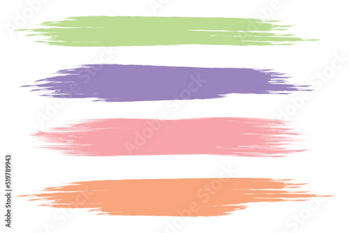 Set Colorful Sweet Watercolor Paint Brush Stroke Frame Banner. Vecor Illustration
