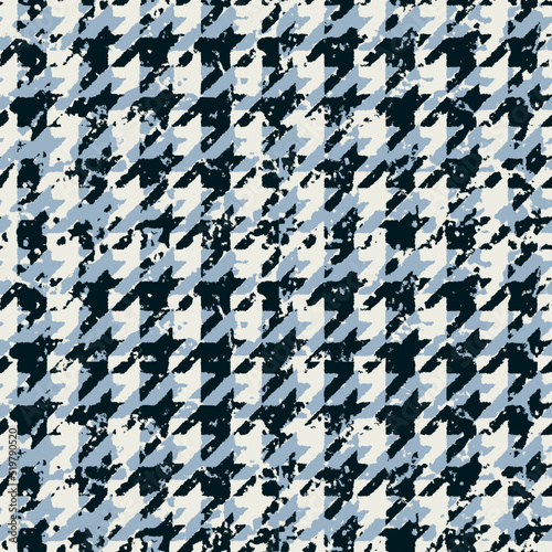 Grunge houndstooth tartan plaid wallpaper abstract vector seamless pattern 