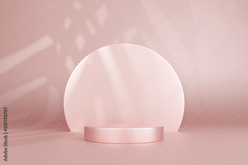 Trendy beauty podium, Cosmetic product display scene, Natural light from windows and leaves shadows, Geometric platform, Minimal empty pedestal scene, Stage background, 3D stand rendering illustration Trendy beauty podium, Cosmetic product display scene, Natural light from windows and leaves shadows, Geometric platform, Minimal empty pedestal scene, Stage background, 3D stand rendering illustration