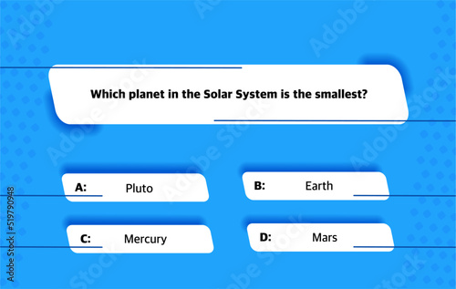 A template of questions and answer options for a quiz on a blue background. Test, exam, questions for a TV show. Vector illustration of EPS10