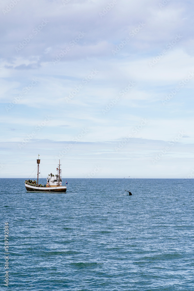Ship sailing in wavy sea against cloudy sky Ship sailing in wavy sea against cloudy sky
