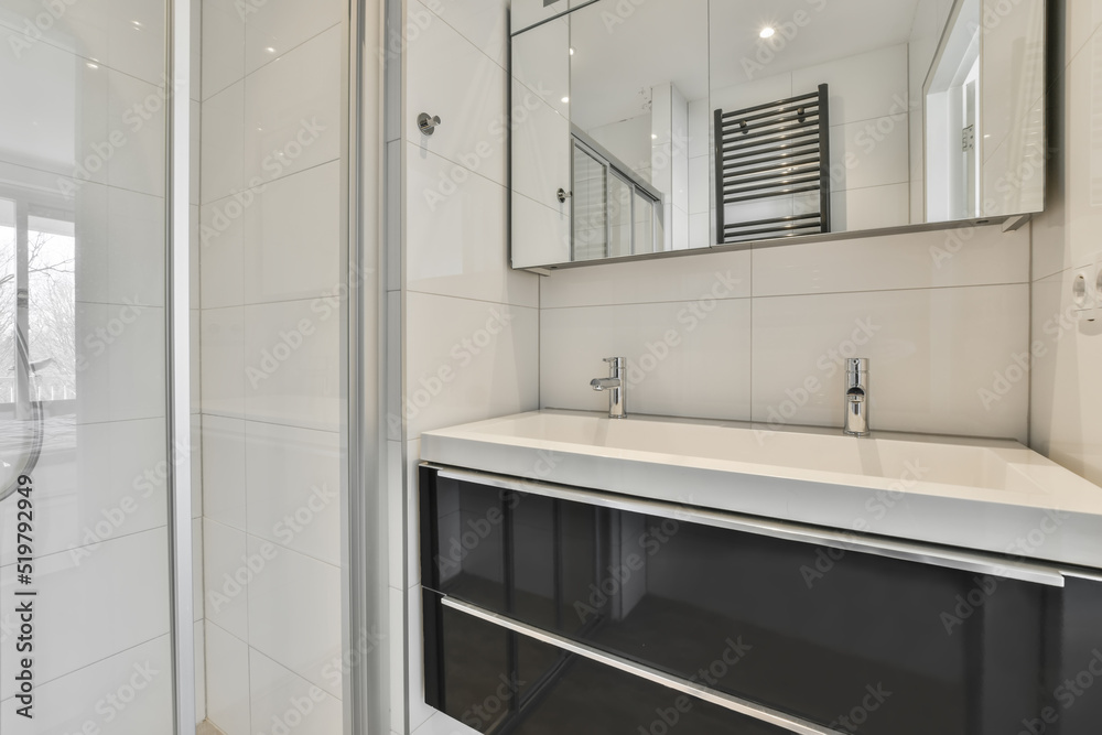 Interior of a sink with a shower Interior of a sink with a shower