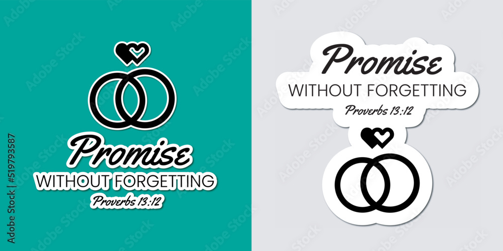 Promise without forgetting lettering stickers isolated on a grey and green background Vector Promise without forgetting lettering stickers isolated on a grey and green background Vector
