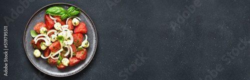 Fotografie, Obraz Mix salad with mozzarella, tomatoes and pesto sauce
