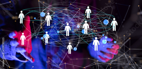 Abstract technology group and data 3d
