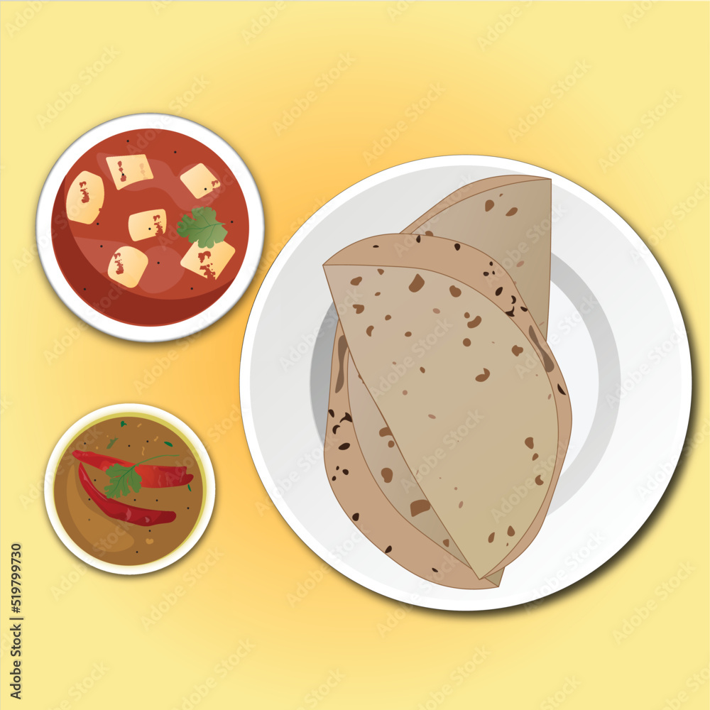 North Indian Food For Dinner Breakfast Roti With Paneer Butter Masala north-indian-food-for-dinner-breakfast-roti-with-paneer-butter-masala