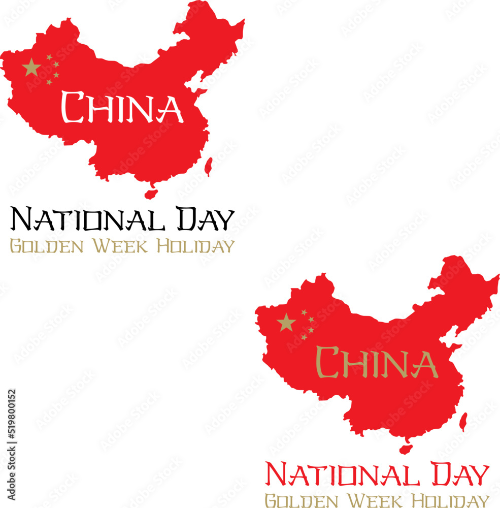 China National Day, Golden Week Holiday map of the People's Republic