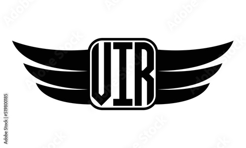 VIR three Letter wing minimalist creative concept icon eagle symbol professional black and white logo design, Vector template
