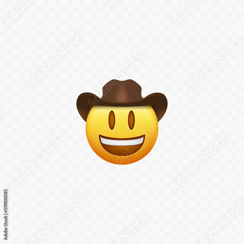 Cowboy hat emoji. Isolated. Horseman cap. Vector