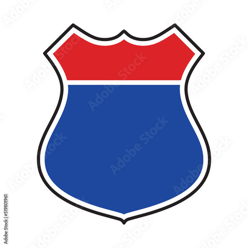 interstate highway sign, blank, red and blue, vector illustration
