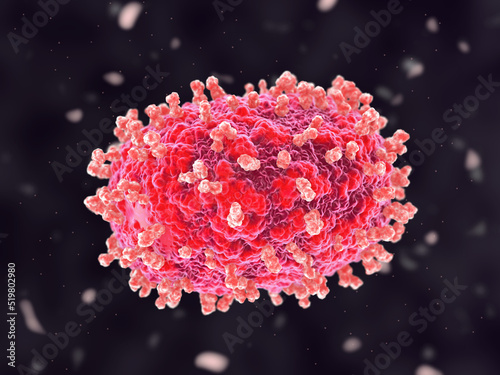 Close-up image of the single cell of the monkeypox virus, 3d render.