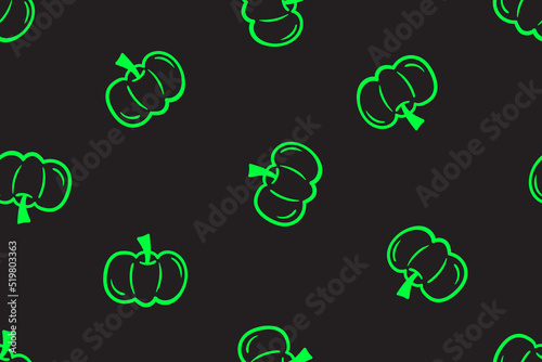 Green light neon pumpkin Halloween pattern
