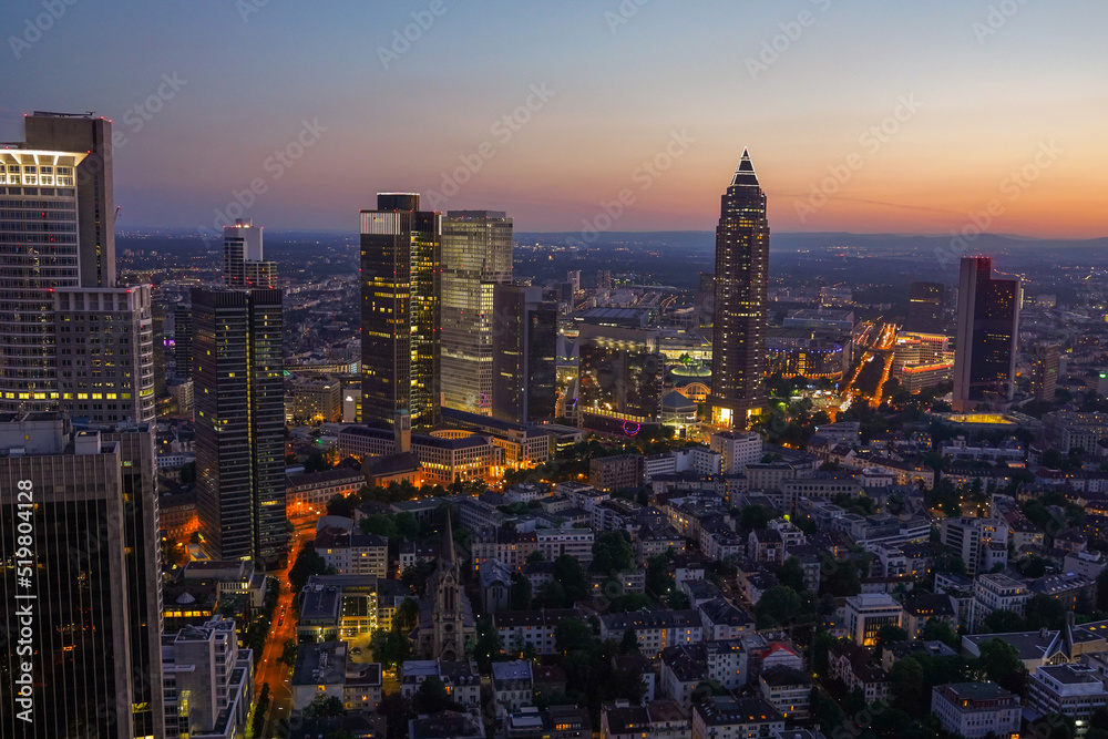 The skyline of Frankfurt Am Main and the fair tower(
