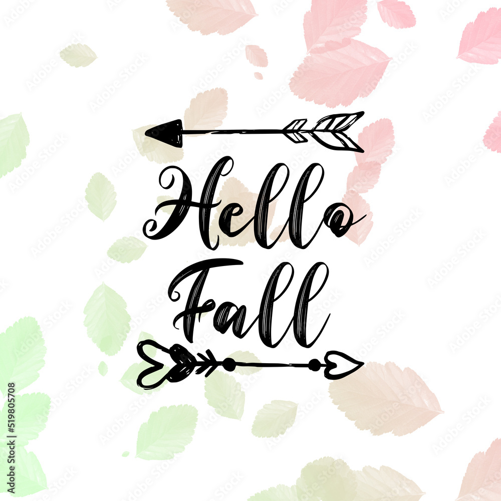 Obraz premium Hello fall card, fall celebration card, elegant objects,hand written card, banner