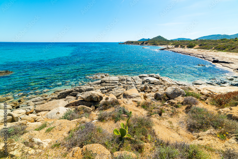 Rocks and turquoise water in Sant'Elmo shore