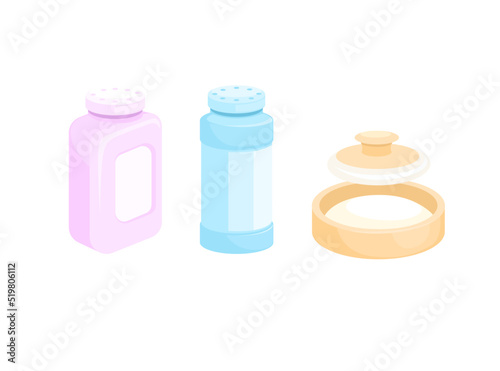 baby powder and face powder bottle health and cosmetic product collection set illustration vector photo