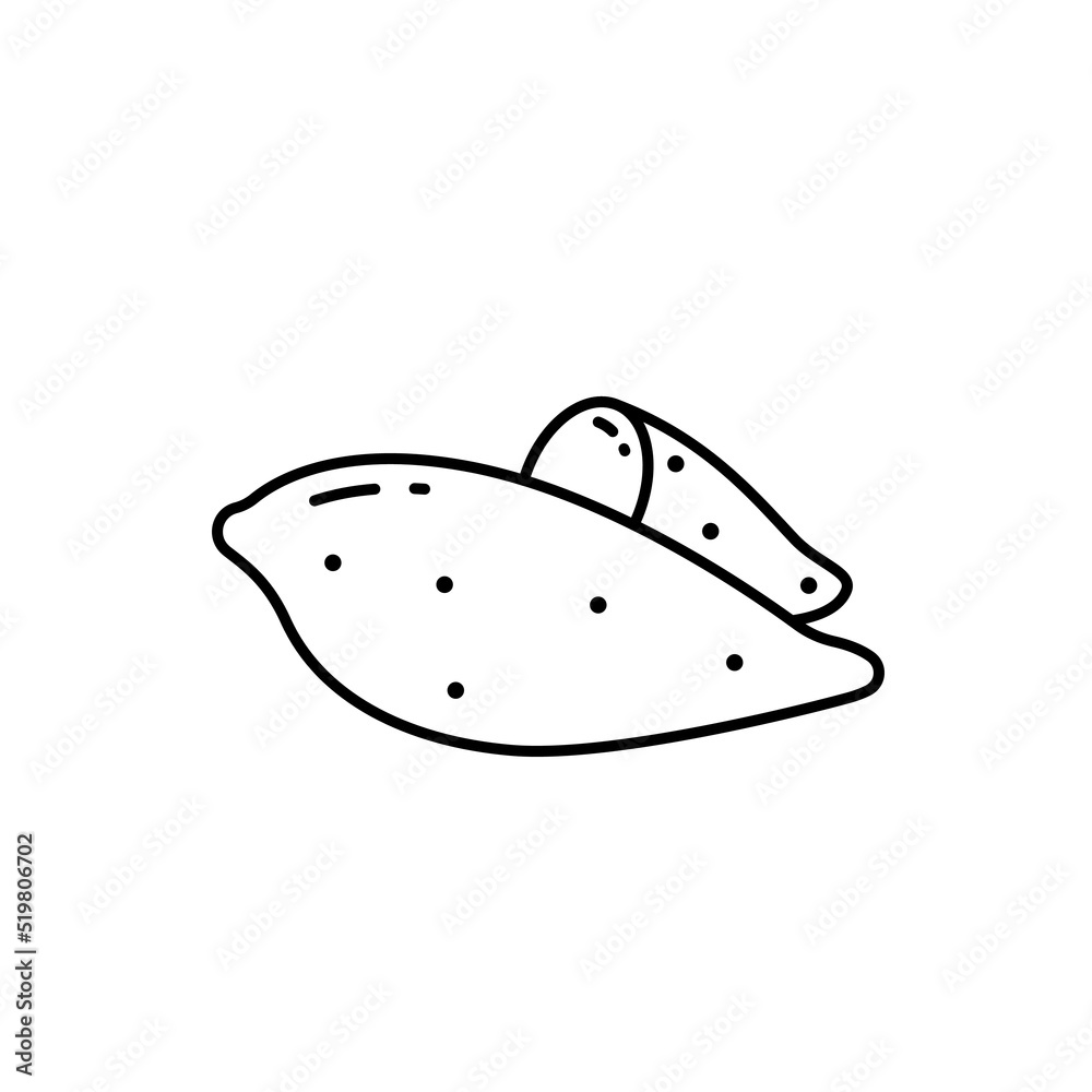 Sweet potato vector icon outline black. EPS 10.... Vegetable flat illustration.. Farm market product. Vegetarian food... Fresh healthy organic food... Crop concept for vegan. Isolated on white Sweet potato vector icon outline black. EPS 10.... Vegetable flat illustration.. Farm market product. Vegetarian food... Fresh healthy organic food... Crop concept for vegan. Isolated on white